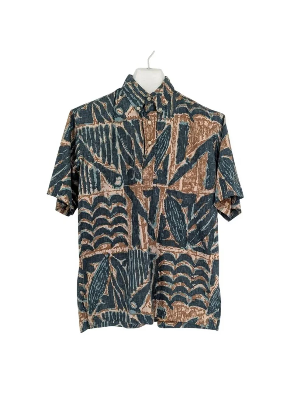 Vtg‎ Reyn Spooner Alfred Shaheen 1/4 Button Up Shirt Fineline Millworks Large